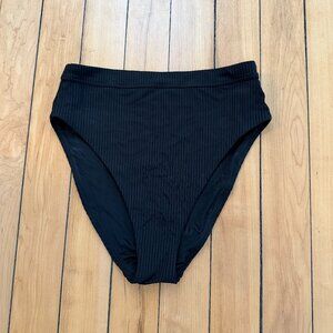 NWT Madewell Ribbed High-Rise Bikini Bottom Black M